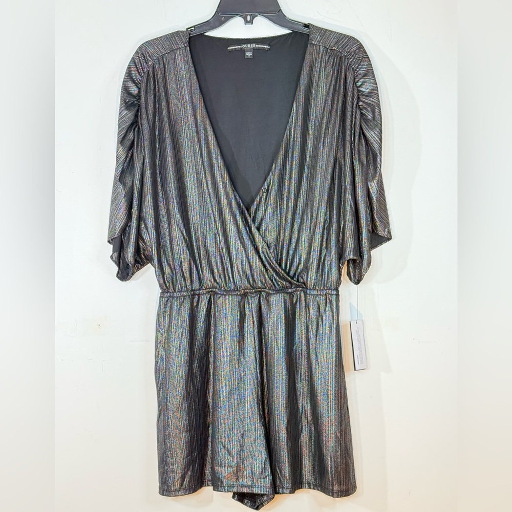 NWT ! Guess Metallic Riviera Half Sleeve Romper